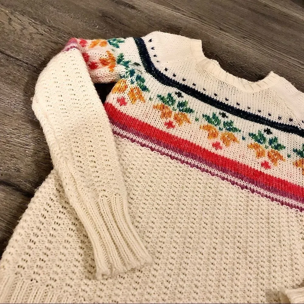 AMERICAN EAGLE OUTFITTERS 𝅺Jegging Sweater Wool Blend Fair Isle Ivory Womens XS
